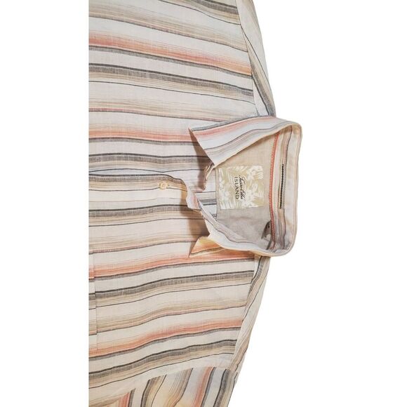 NWT Tasso Ella Island XL 100% Cotton White Orange Tan Striped Button Front Shirt - Picture 8 of 16